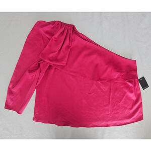NWT ELOQUII Women's Hot Pink Satin One Shoulder Party Blouse Top 22